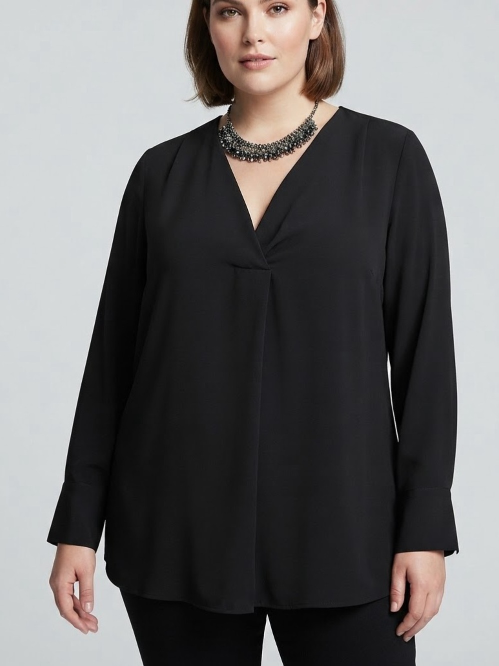 JOE FRESH Black V-Neck Long Sleeve Tunic Top XL